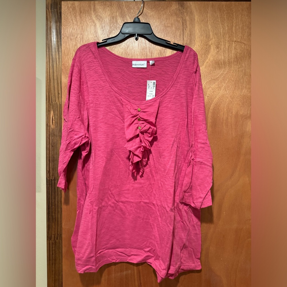 New With Tags Avenue Pink Long Sleeve Blouse Size 26/28